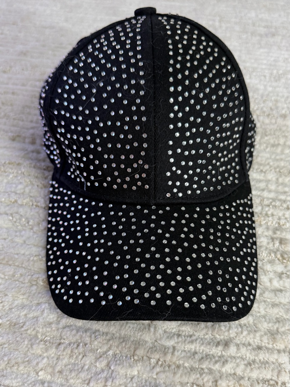 Black Crystal Studded Baseball Cap